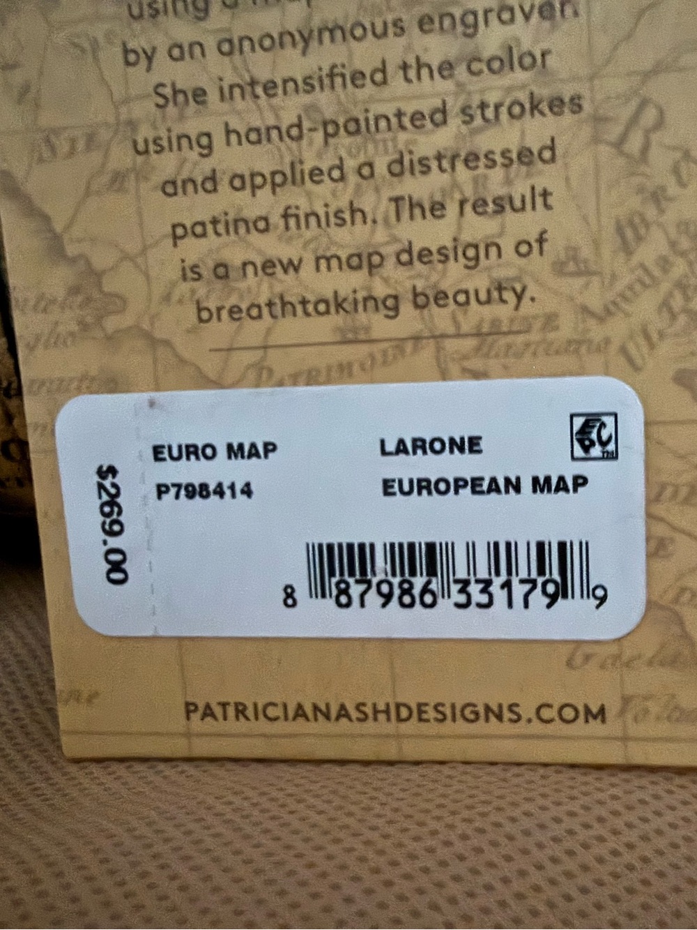 Patricia Nash Tan/Brown Leather Map-Print Shoulder Bag - Picture 7 of 8